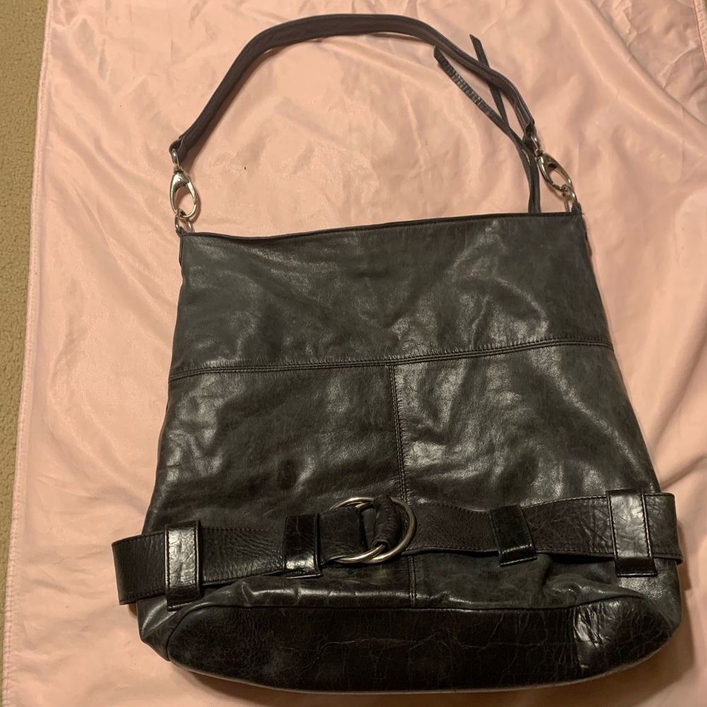 Vintage Latico NJ Charcoal Grey Leather Bag